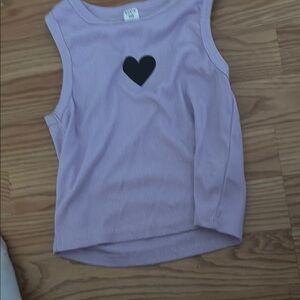 SHEIN Lilac Tank Top with Black Heart